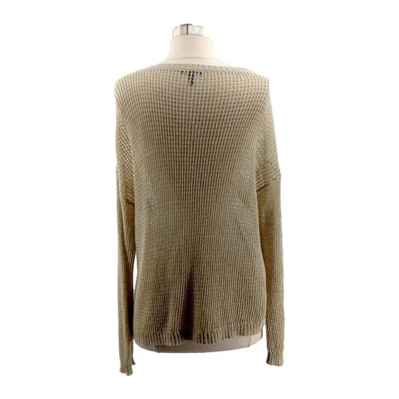 Eileen Fisher Natural Beige Crochet Crew Neck Linen-Wool Sweater Size Medium EUC - Picture 6 of 8